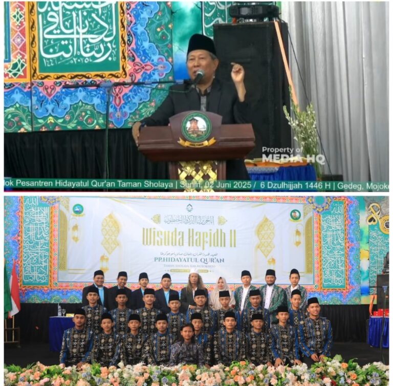 Foto: KH Musta'in Syafi'e dalam Sambutan Orasi Ilmiah Wisuda Hafidh Ke II Gedeg Mojokerto